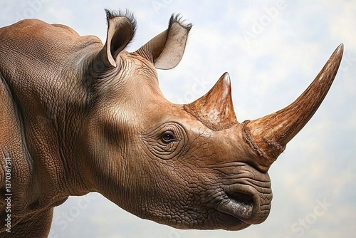 Majestic rhino close-up natural habitat wildlife photography serene environment side profile conservation awareness