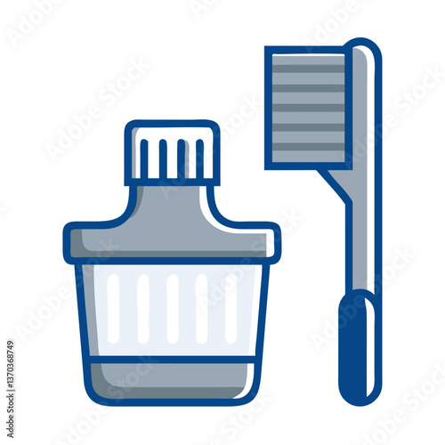 Oral hygiene essentials toothbrush and mouthwash on white background  