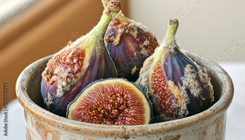 Rotten figs showcasing shriveled skins and fuzzy mold highlight the alarming reality of spoiled food.