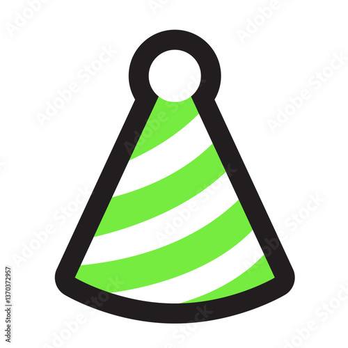 Black line icon set cute Event item birthday hat