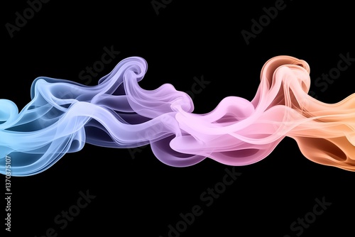 Colored Smoke Wisps Forming Delicate Shapes on Black Background, Abstract Smoke Art, Ethereal Smoke Patterns, Vibrant Smoke Swirls, Colorful Smoke Effect, Creative Smoke Design