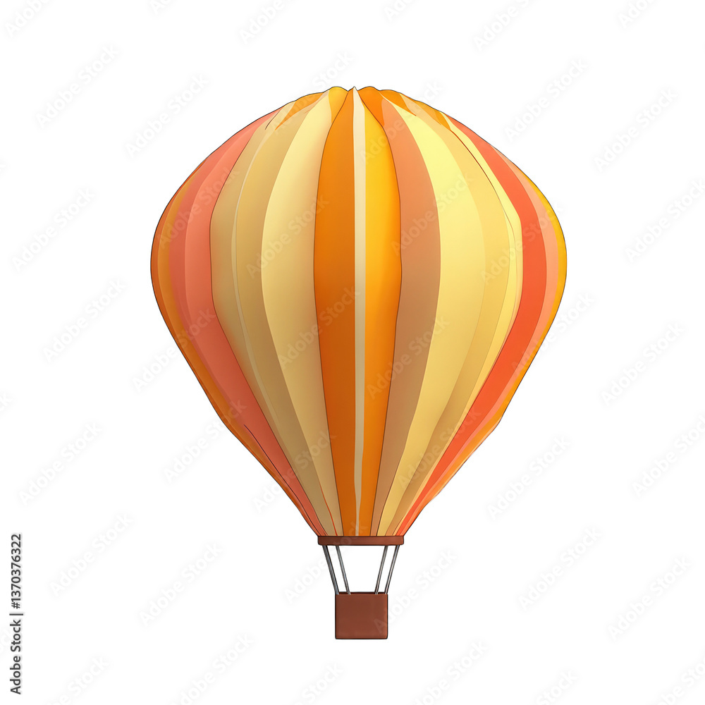 Fototapeta premium Orange and yellow hot air balloon 3d isolated on transparent background