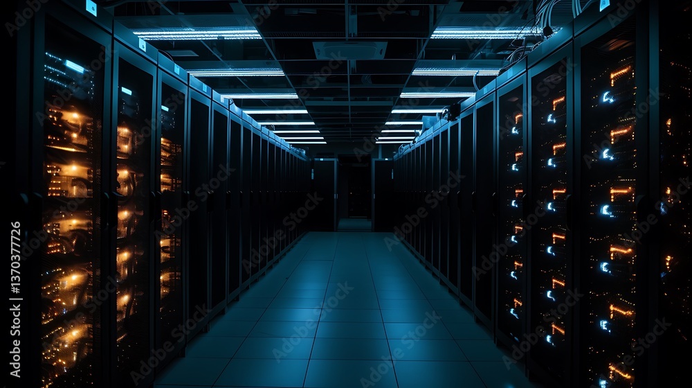 Illuminated Server Room: A Glimpse into the Digital Core Illuminated Server Room: A Glimpse into the Digital Core