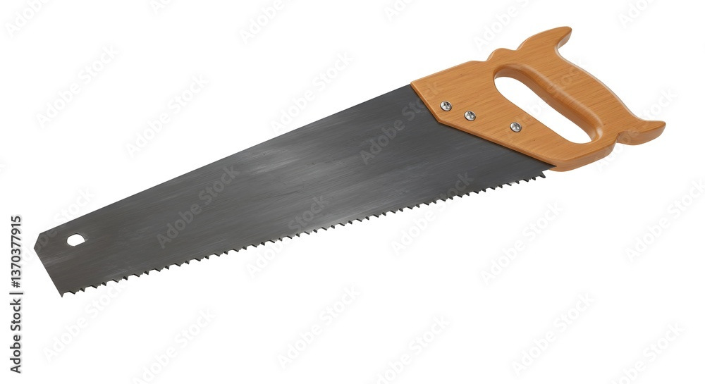 Hand Saw Close-up with Wooden Handle for Carpentry Work Hand Saw Close-up with Wooden Handle for Carpentry Work