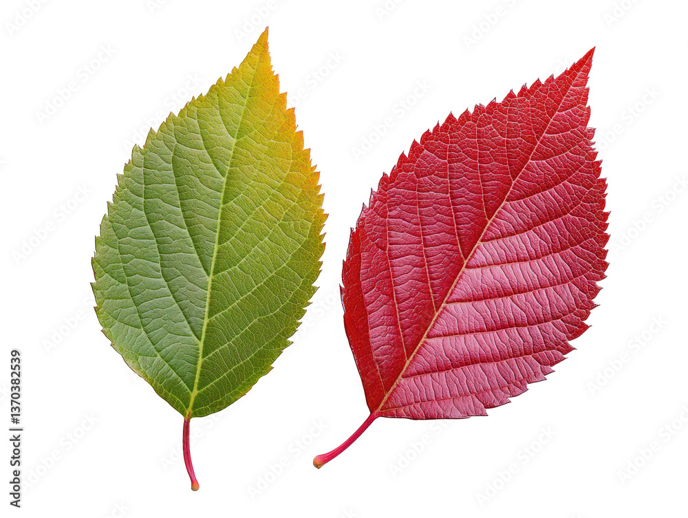 Fototapeta premium Colorful autumn leaves showcasing seasonal change and nature's beauty on a transparent background, cut out