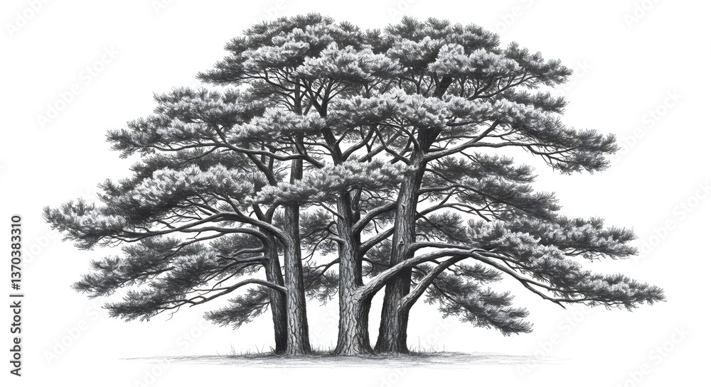 Fototapeta premium Snowy Pine Tree Illustration