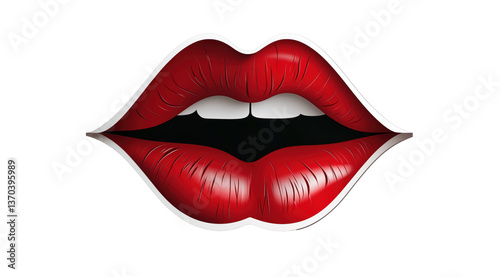 Wallpaper Mural Red Lips Illustration: Captivating illustration showcasing vibrant red lips, rendered with stunning detail and a bold aesthetic, inviting a closer look. Torontodigital.ca