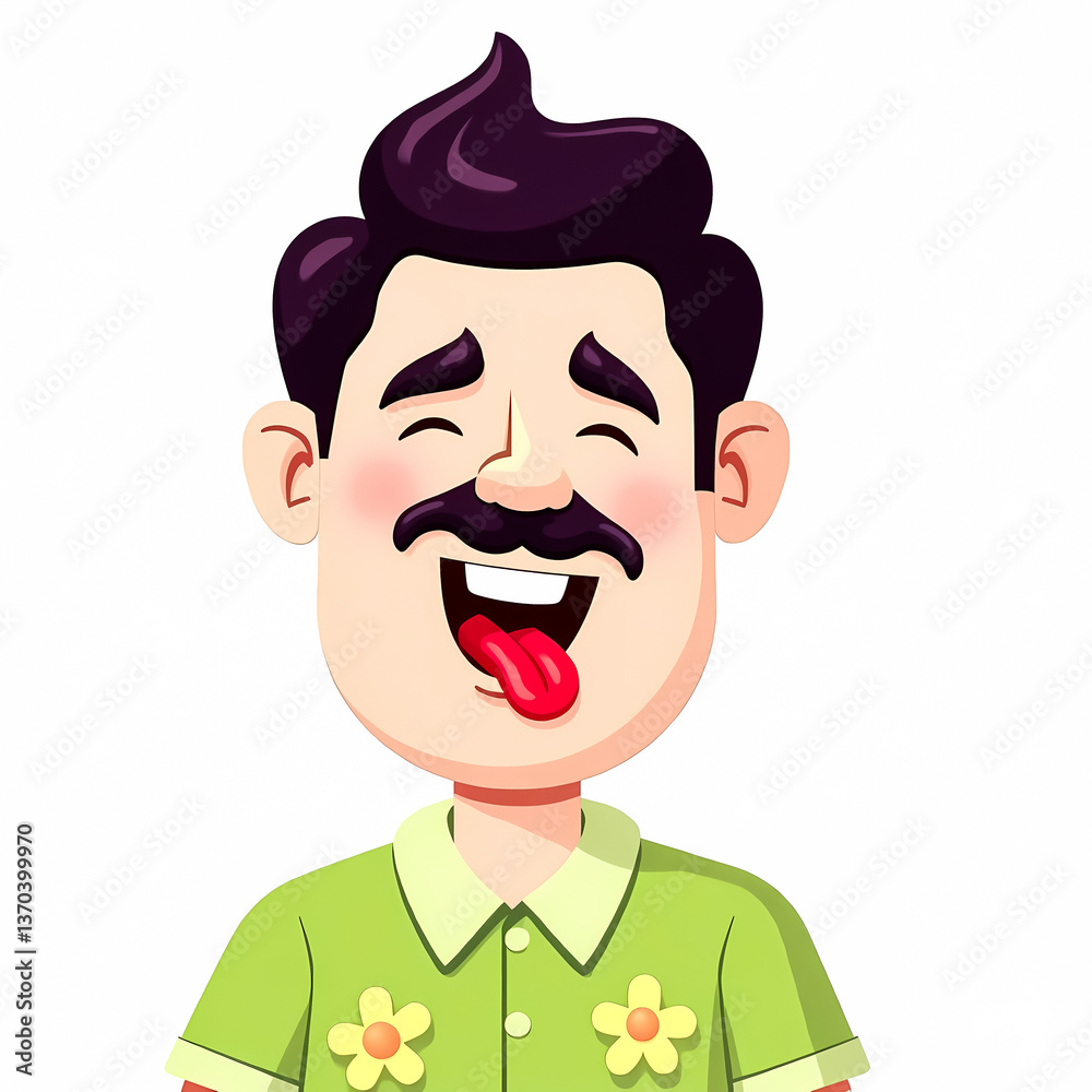 cheerful cartoon man with a playful grin and tongue sticking out cheerful cartoon man with a playful grin and tongue sticking out