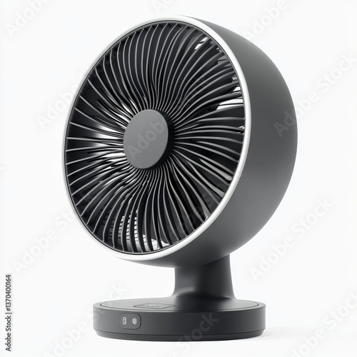 Modern Gray Table Fan with Sleek Design on White Background for Cooling and Air Circulation in the Home