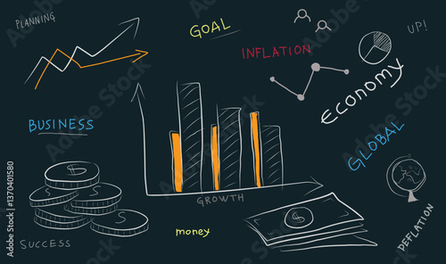 business graph on blackboard