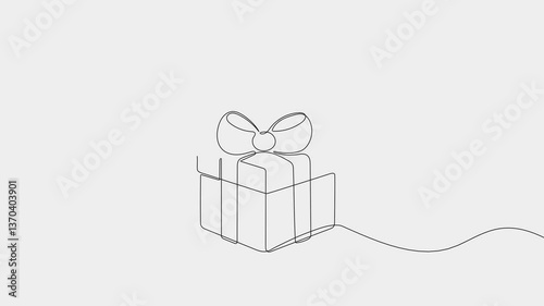 gift box Continuous one line drawing