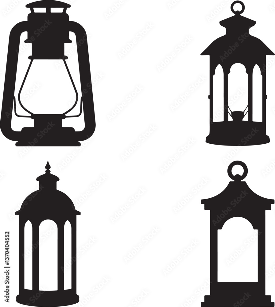 lantern silhouette isolated on white background lantern silhouette isolated on white background