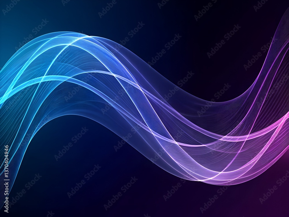 Fototapeta premium Abstract Blue and Purple Light Waves on Dark Background