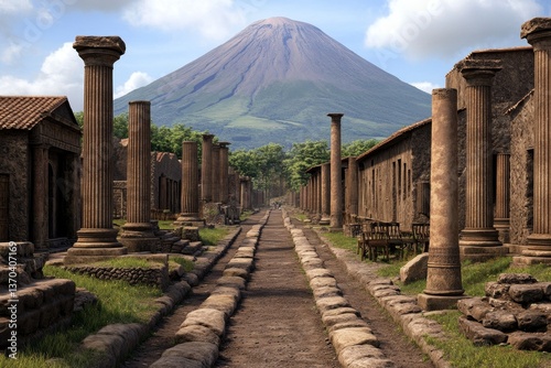 A 3D-rendered model of a fully reconstructed Pompeii Festival, showing life as it was before the eruption