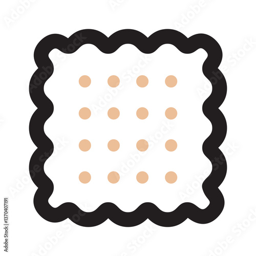 Black line icon set cute snack white cracker