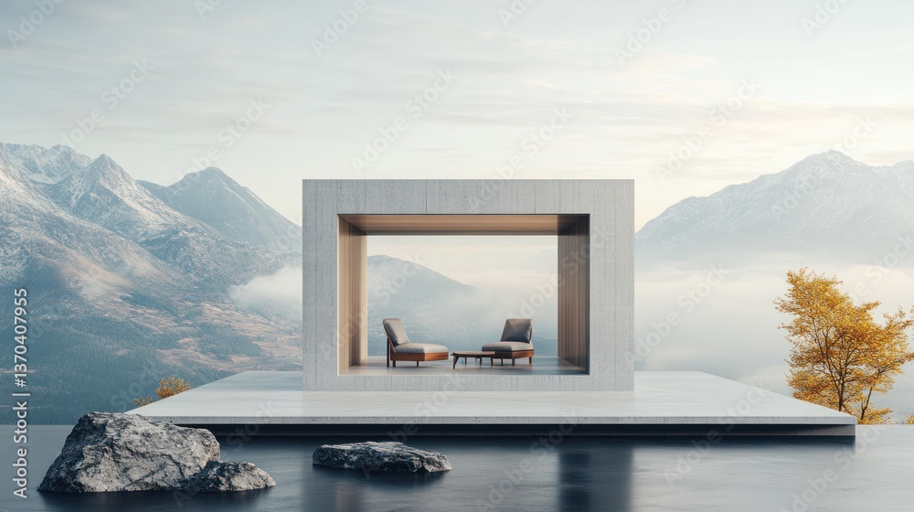 Fototapeta premium Modern mountaintop lounge