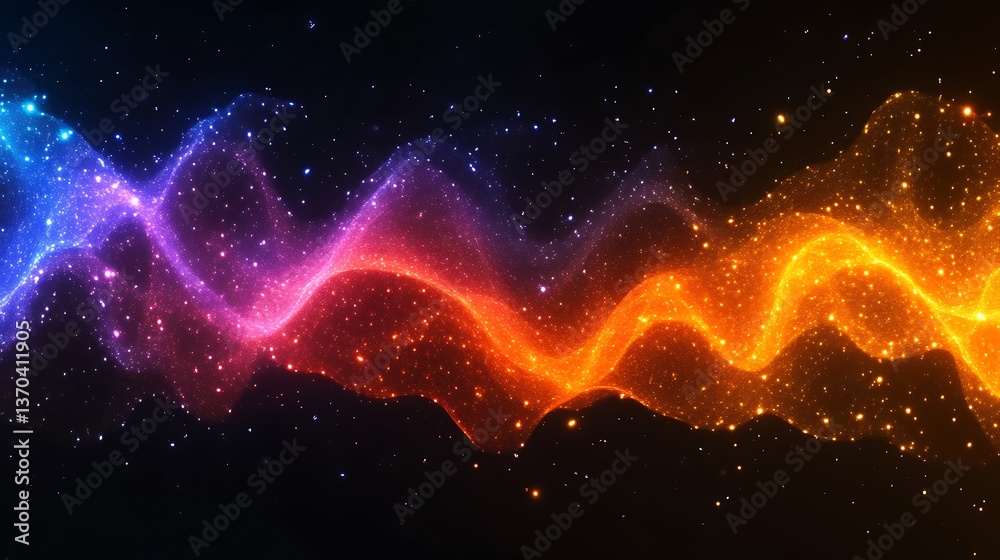 Naklejka premium Abstract Cosmic Waves of Glowing Nebulae