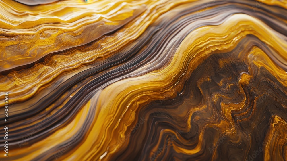 Obraz premium Abstract dynamic movement of layered organic waves in warm amber and golden hues for a vibrant wallpaper