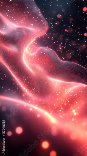 Abstract glowing pink and red shapes