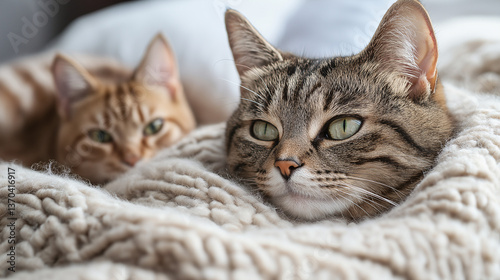 A person is experiencing allergy symptoms at home surrounded by beloved pets
