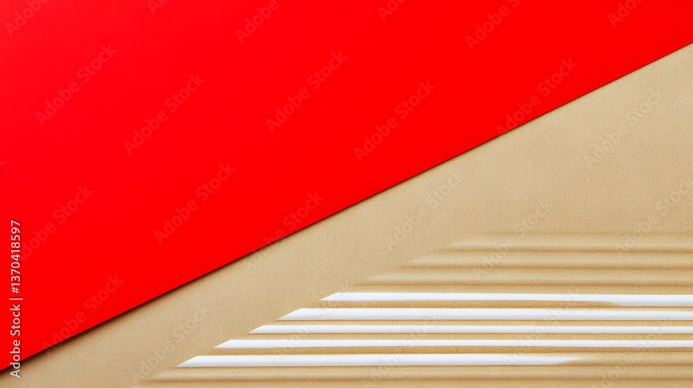 Obraz premium Abstract Red and Beige Sand Texture Background with Lines