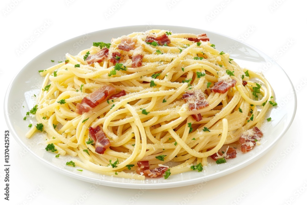 Spaghetti Carbonara on White Spaghetti Carbonara on White