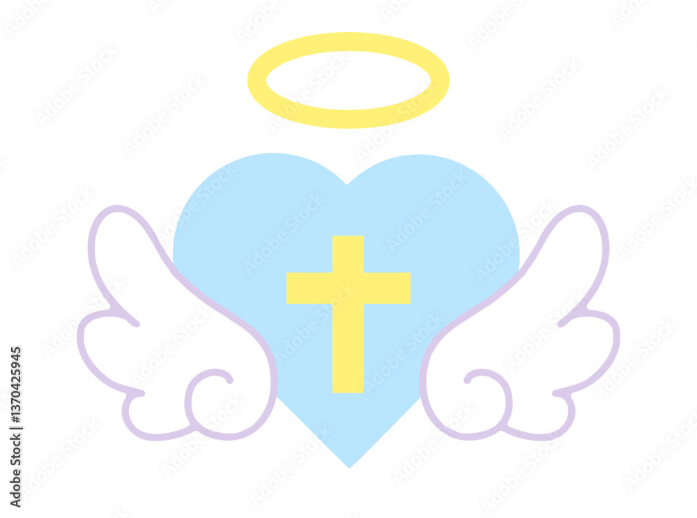 Fototapeta premium 天使の羽 天使の輪 クロスハート