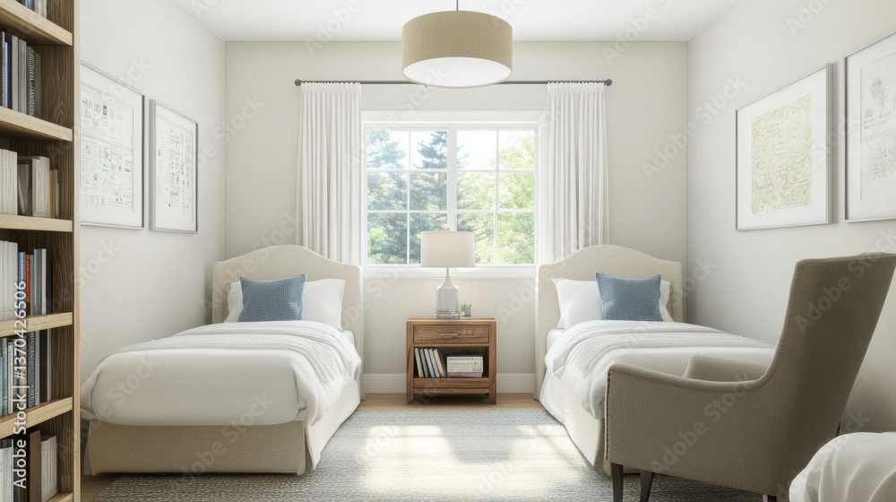 Fototapeta premium A cozy suburban guest room.