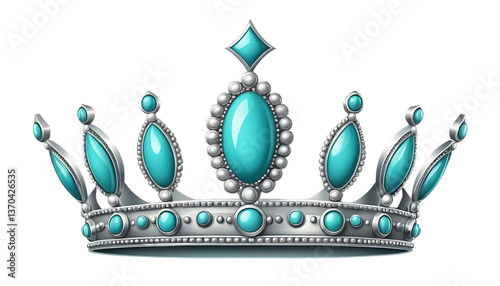 Elegant Turquoise Crown with Silver Detailing png