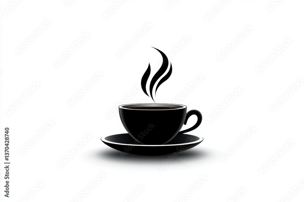 Obraz premium A simple, elegant tea cup icon with rising steam, in a minimalist monochrome style