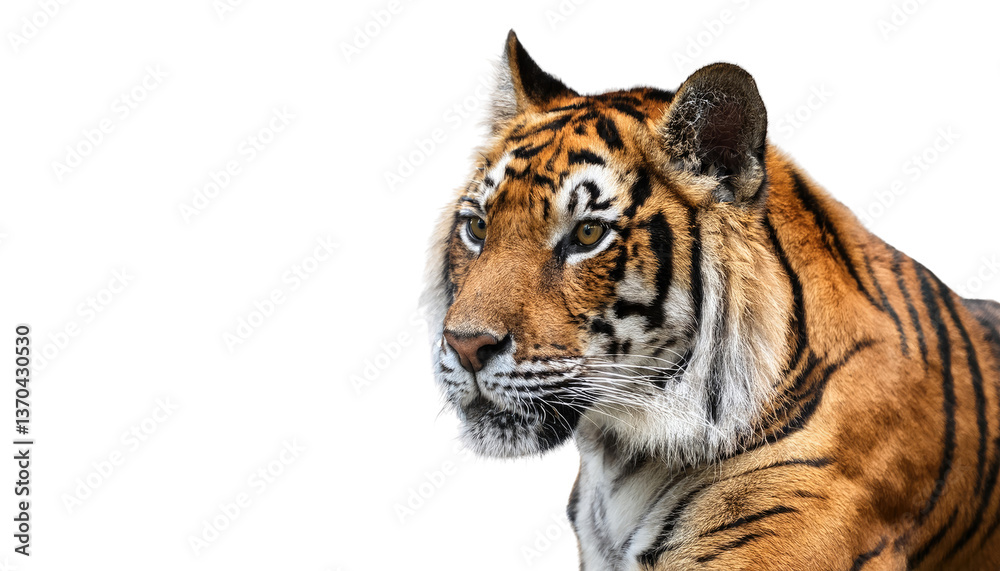 Fototapeta premium Sunda Tiger Isolated On PNG Transparent and White Background 