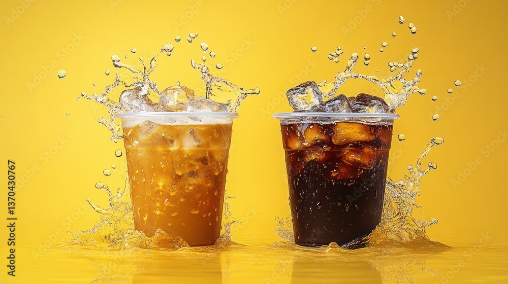 Iced drinks splashing