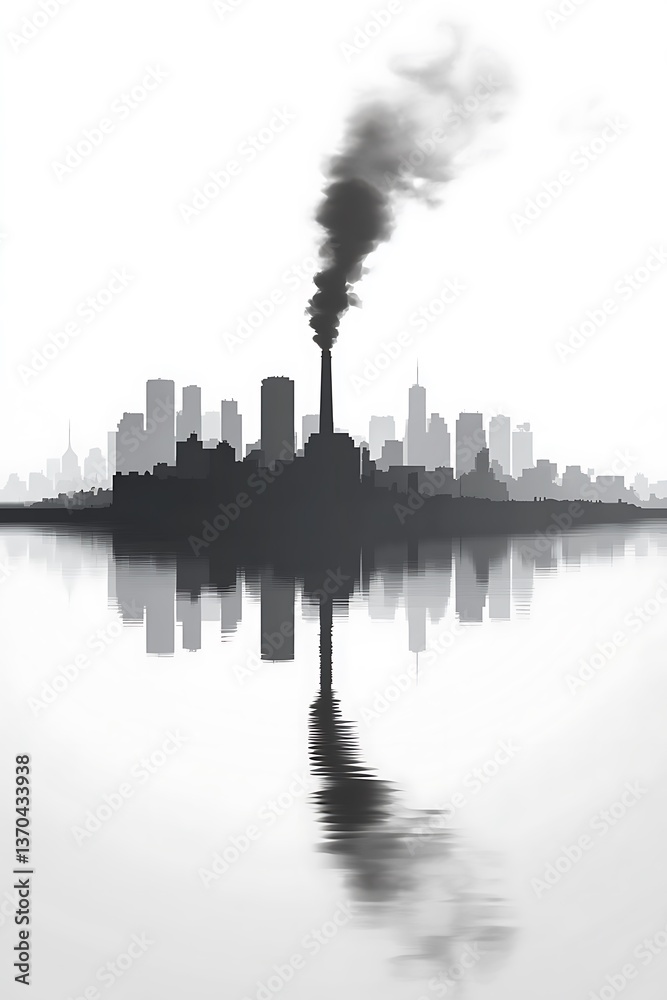 Fototapeta premium Industrial City Pollution Reflection
