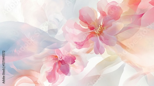 Soft Abstract Floral Composition with Gentle Colors and Ethereal Vibes in a Dreamy Background