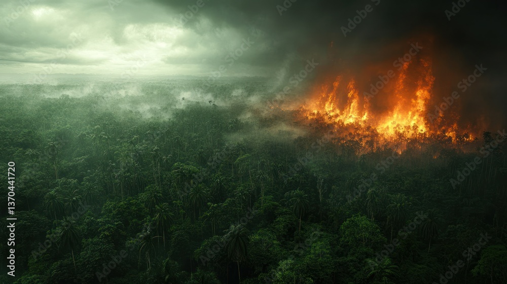 Fototapeta premium Jungle fire devastation