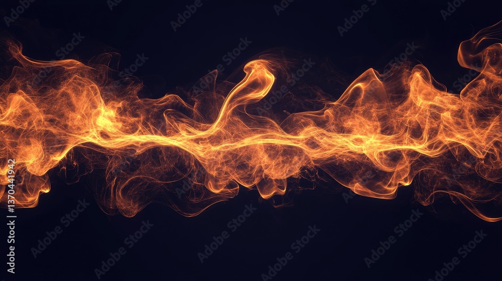 Fototapeta premium Vibrant Flames Dancing in Darkness, Creating a Dramatic Effect with Luminous Orange and Yellow Hues in Abstract Form