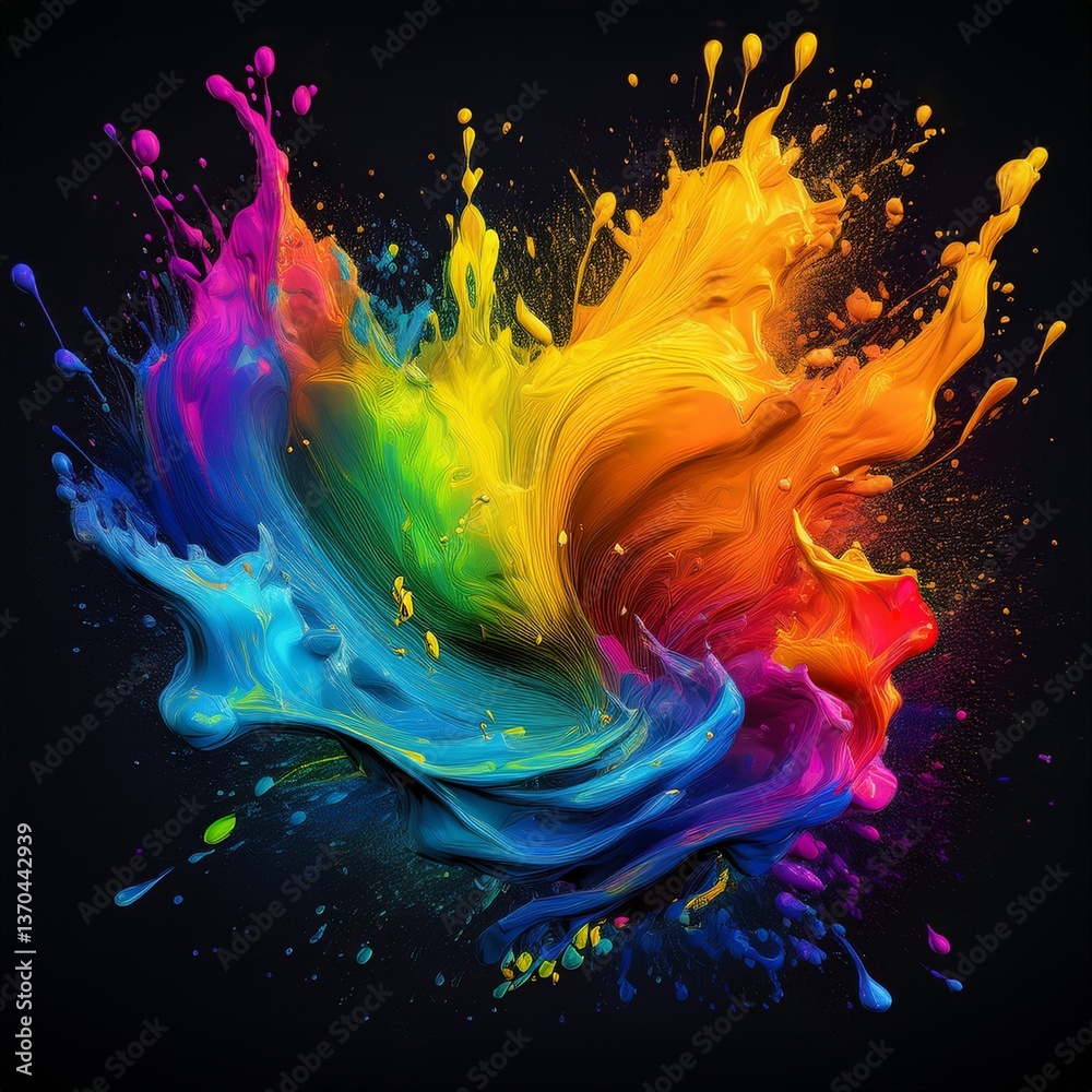 Obraz premium creative colorful rainbow paint splash abstract background; concept of art and beauty, graphic resource