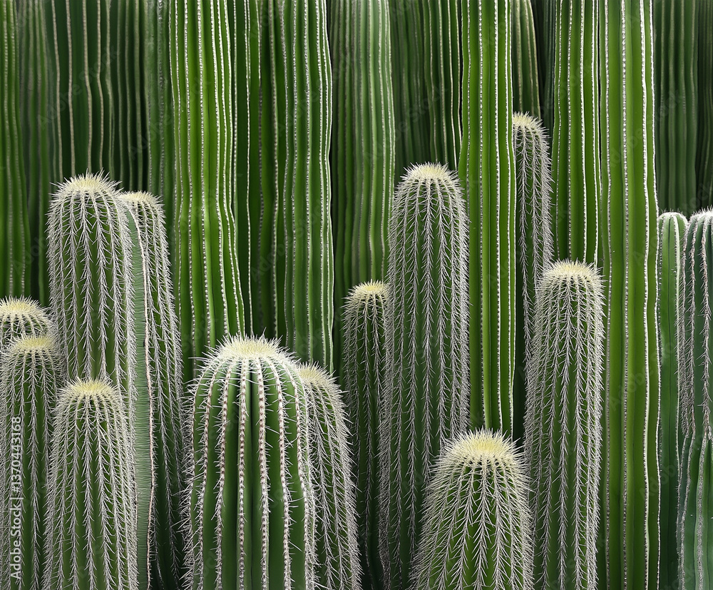 dense grouping of tall, green cacti, creating a visually striking and natural pattern. The vibrant green tones and spiky textures make it a captivating representation of desert flora. dense grouping of tall, green cacti, creating a visually striking and natural pattern. The vibrant green tones and spiky textures make it a captivating representation of desert flora.
