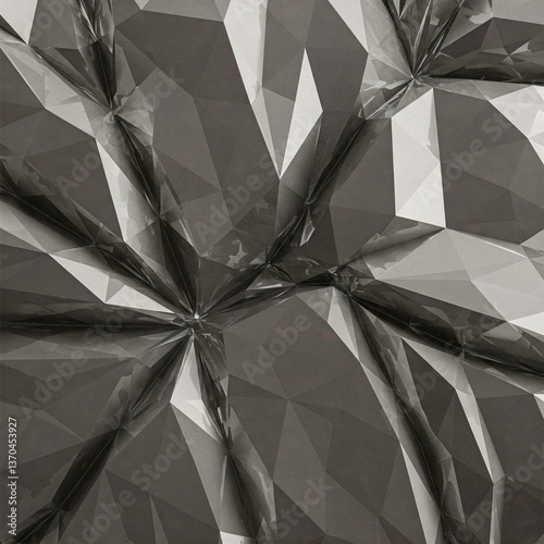 Low poly silver foil texture with crinkled geometric details