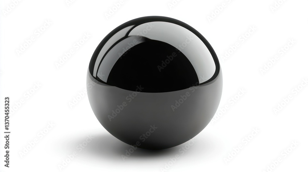 A single black sphere with a highly reflective and shiny surface A single black sphere with a highly reflective and shiny surface