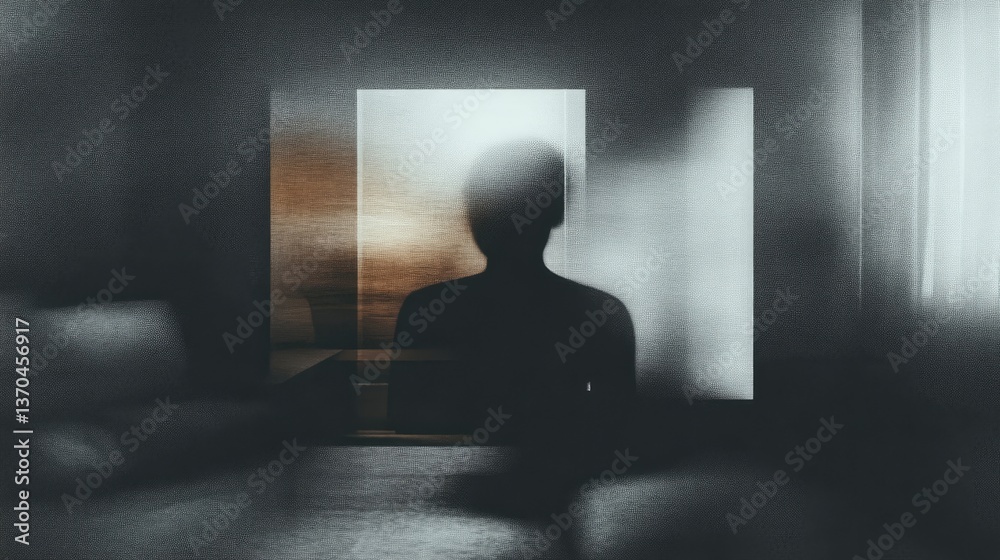 Blurred silhouette figure in a room Blurred silhouette figure in a room