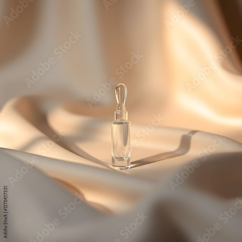 Elegant Light Refractions: Glass Ampoules on Silky Fabric