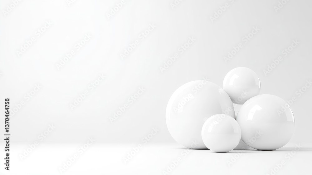 Minimalist white spheres on a plain background