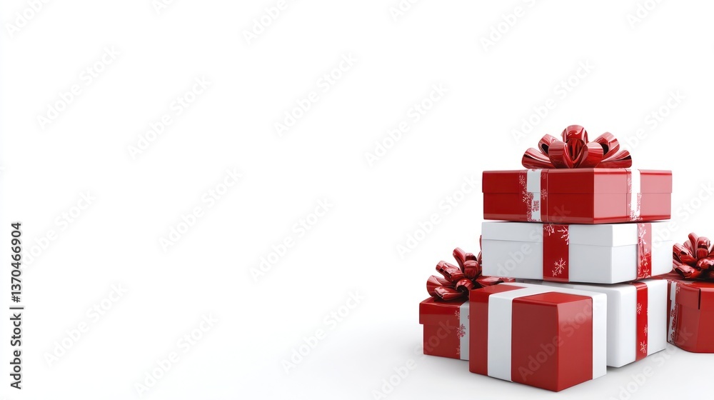 Obraz premium Collection of 3D Christmas Gift Boxes with Bows