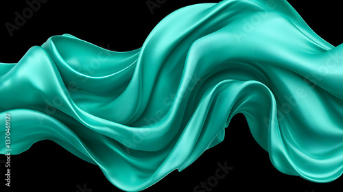 Teal Fabric Waves Abstract Background
