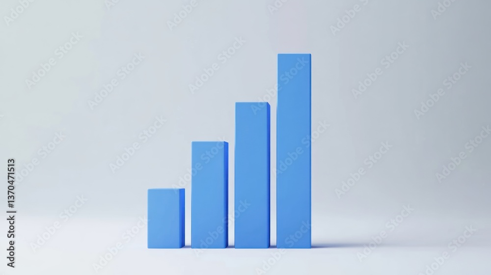 3D Blue Bar Chart with Exponential Growth 3D Blue Bar Chart with Exponential Growth