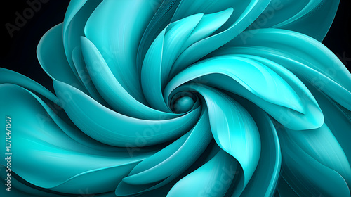 Abstract Teal Swirl Digital Art