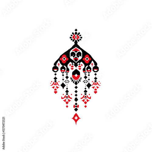 Intricate Red and Black Geometric Ornament Elegant Design Element