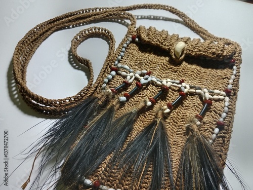 Traditional bags of the Asmat tribe of Papua, Indonesia