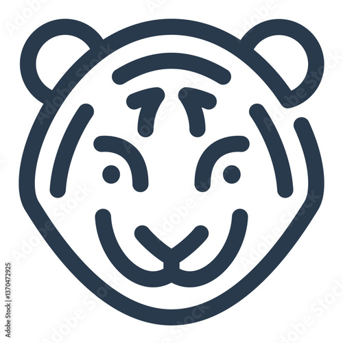 Amur Tiger Face with Bold Stripes and Rounded Ears